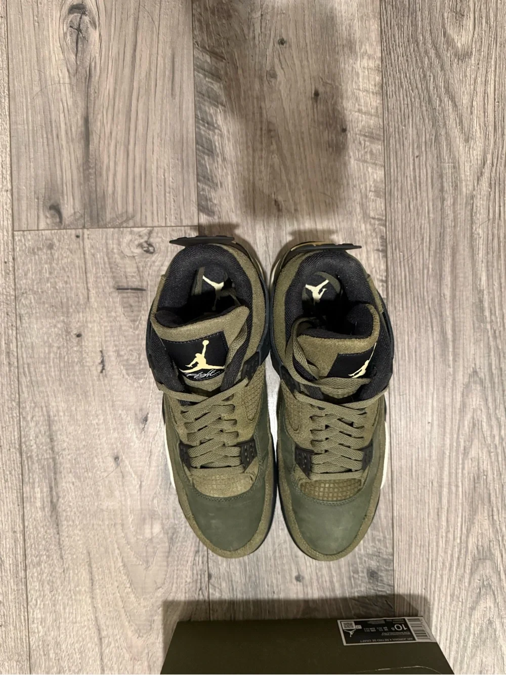 Jordan Men's Olive Green and Black Retro Athletic Sneakers